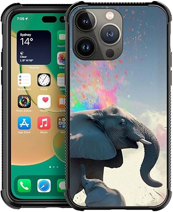 DJSOK Case Compatible with iPhone 13 Pro Max,H Mother and Child Elephant with Four Corners Shockproof Protection Soft TPU Bumper and Hard PC Pattern Back Case for iPhone 13 Pro Max