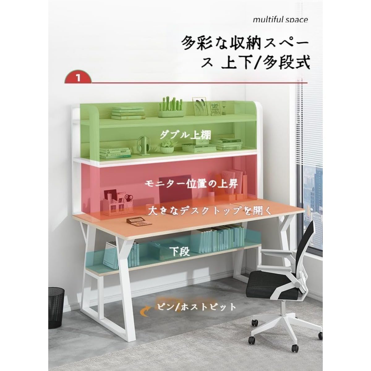 Amazon | REENEW デスク ゲーミングデスク パソコンデスク ラック付き
