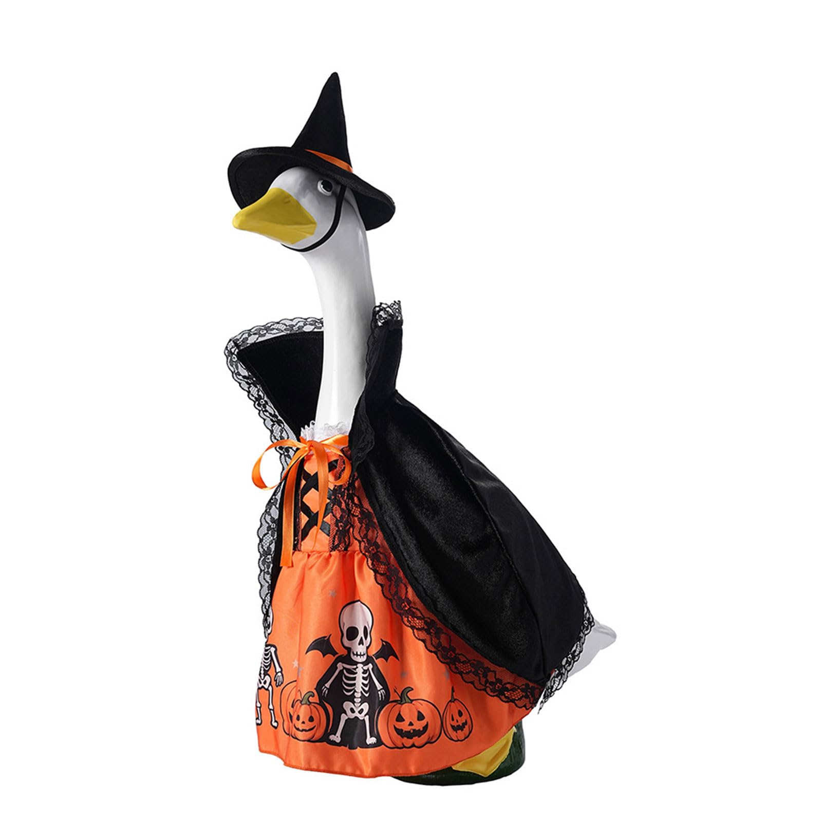 Btgghytr 23Inch Porch Geese Witch Costume Decoration Porch Geese Outfit with Hat Cloak Dress for Halloween Parties Necromancer Costume for Waterfowl