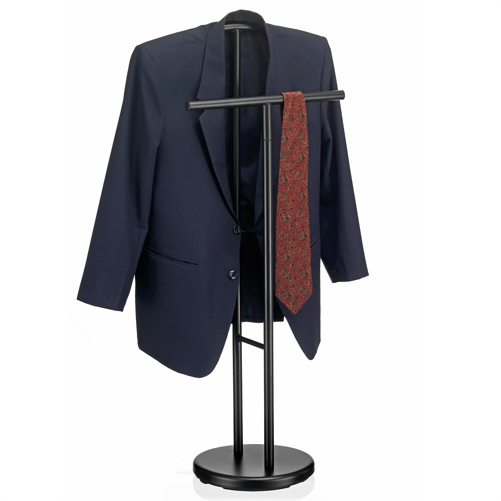 Valet de chambre LAURENZ valet de nuit porte vêtements en métal laqué noir