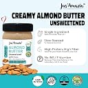 Jus' Amazin Creamy Almond Butter - Unsweetened (325 G)|25% Protein|Only Whole Almonds (100% Pure)|Zero Additives|Keto|Plant Based Nutrition|Clean Nutrition gallery image