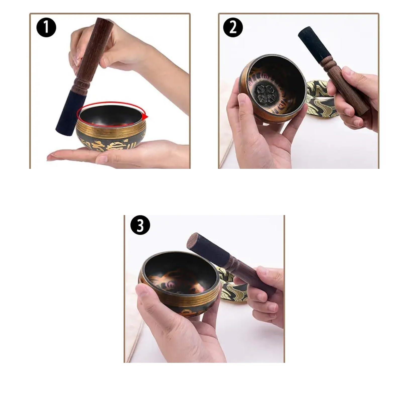 Cuenco para el canto Juego de cuencos tibetanos loto, únicos y útiles for meditación, yoga, relajación, sanación chakras, oración atención plena