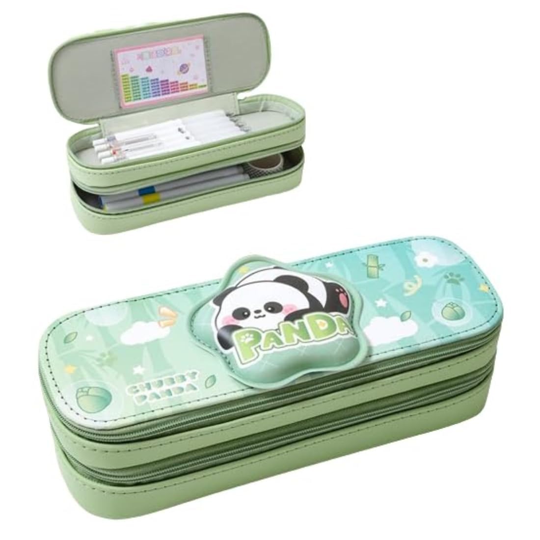 Elecart Double Layer Large Capacity with Multi-Functional Simple Korean Style Pencil Case for Student Makeup Bag Office (Panda) (B0D96KXKJK) Amazon Price History, Amazon Price Tracker