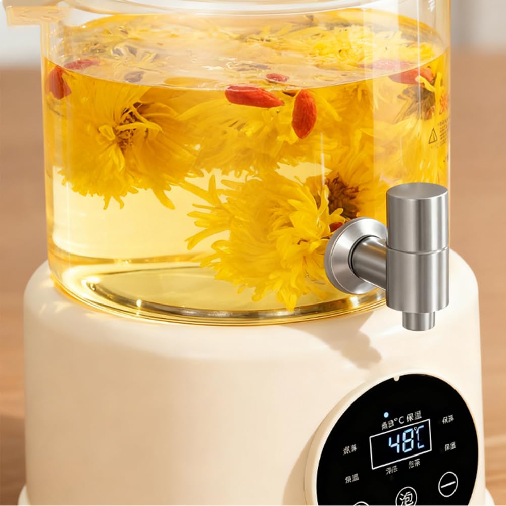 220V, 1000W Wielofunkcyjny Zdrowotny Garnek Automatyczny Domowy Garnek do Duszenia Szklany Garnek z Kranikiem do Parzenia Herbaty i Gotowania Wody (4L)