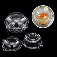 Vista 7 de Soportes para cupcakes individuales, 50 unidades, contenedores desechables de plástico transparente para magdalenas, cajas individuales
