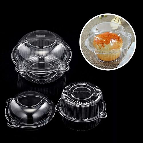 Miniatura 7 de Soportes para cupcakes individuales, 50 unidades, contenedores desechables de plástico transparente para magdalenas, cajas individuales para