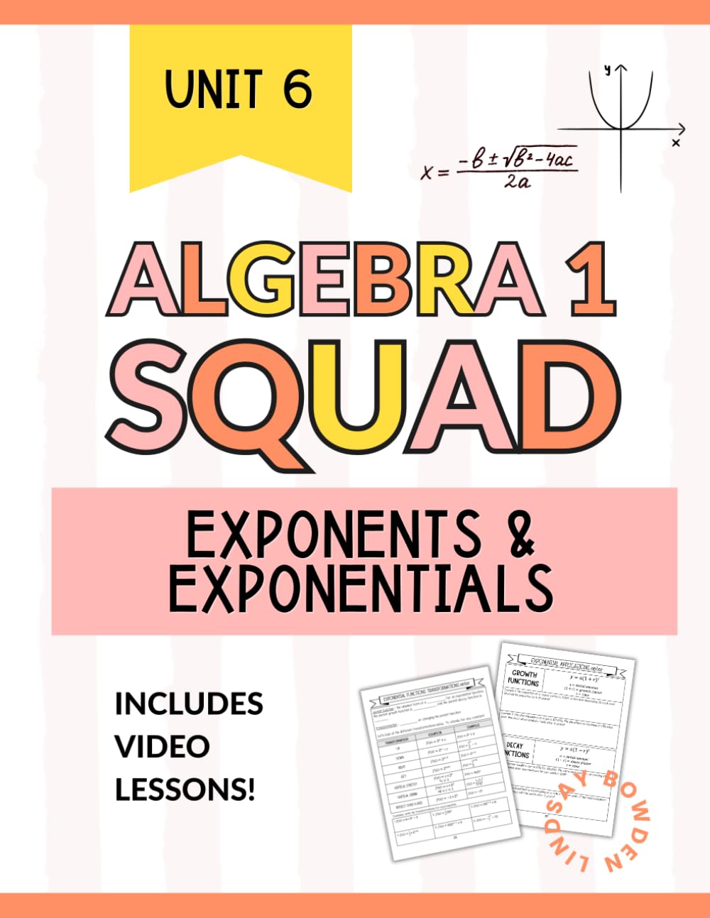 Exponents & Exponential Functions Workbook for Algebra 1: Exponent Rules, Exponential Graphing, Geometric Sequences & Interest Applications (Algebra 1 Squad)