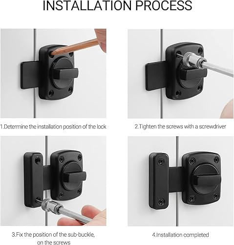 Miniatura 7 de SooGree - Cerradura de puerta de seguridad, cerradura de perno, cerradura de resorte giratorio sólidocerradura de puerta para mascotas, muebles de