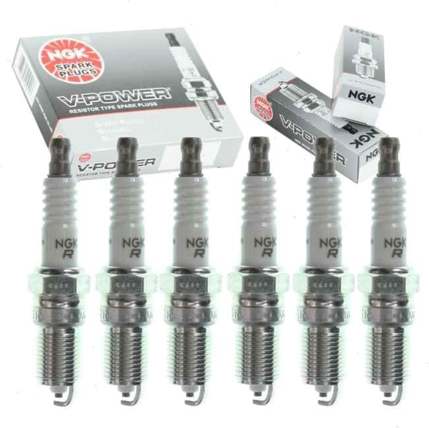 6 pc NGK V-Power Spark Plugs compatible with Chevrolet Impala 3.5L 3.9L V6 2006-2011