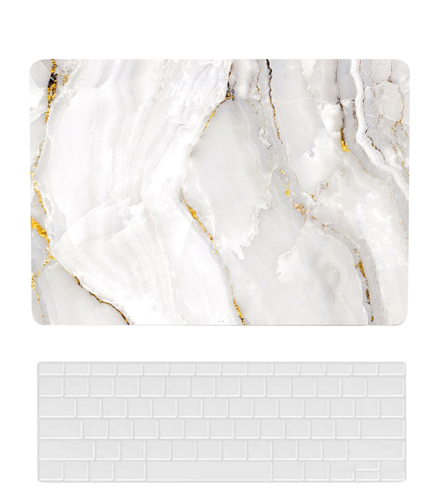 Funda Compatible con Macbook Air 13 Pulgadas 2020 2019 2018 Versión A1932 A2179 A2337 M1 con Pantalla Retina Touch ID, Plástico Carcasa Cubierta Protectora & Cubierta para Teclado - Mármol Blanco