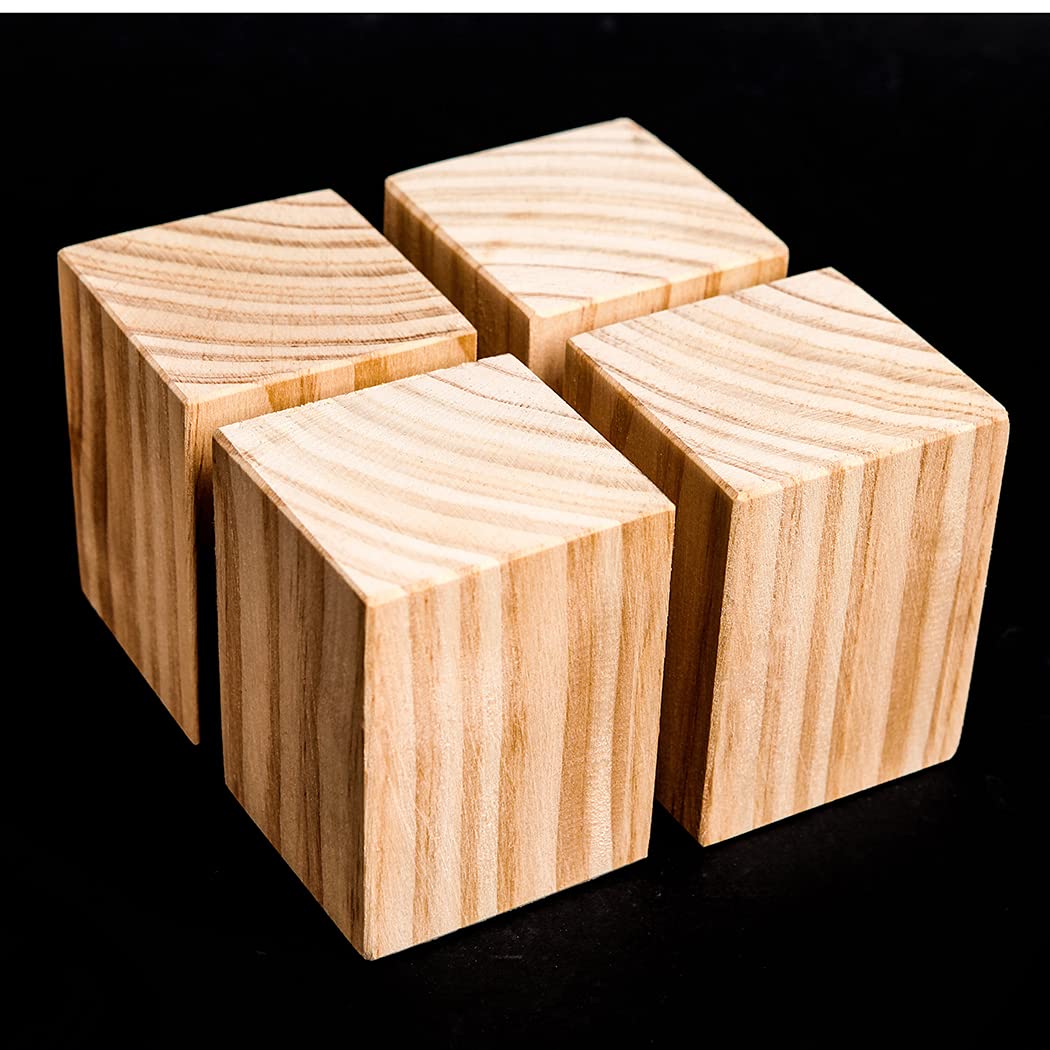 Elevadores de Madera para Camas, Elevadores de Muebles de Madera de 10 x 10 cm, Alturas de elevación de 3 a 20 cm, 4 Unidades | 15cm