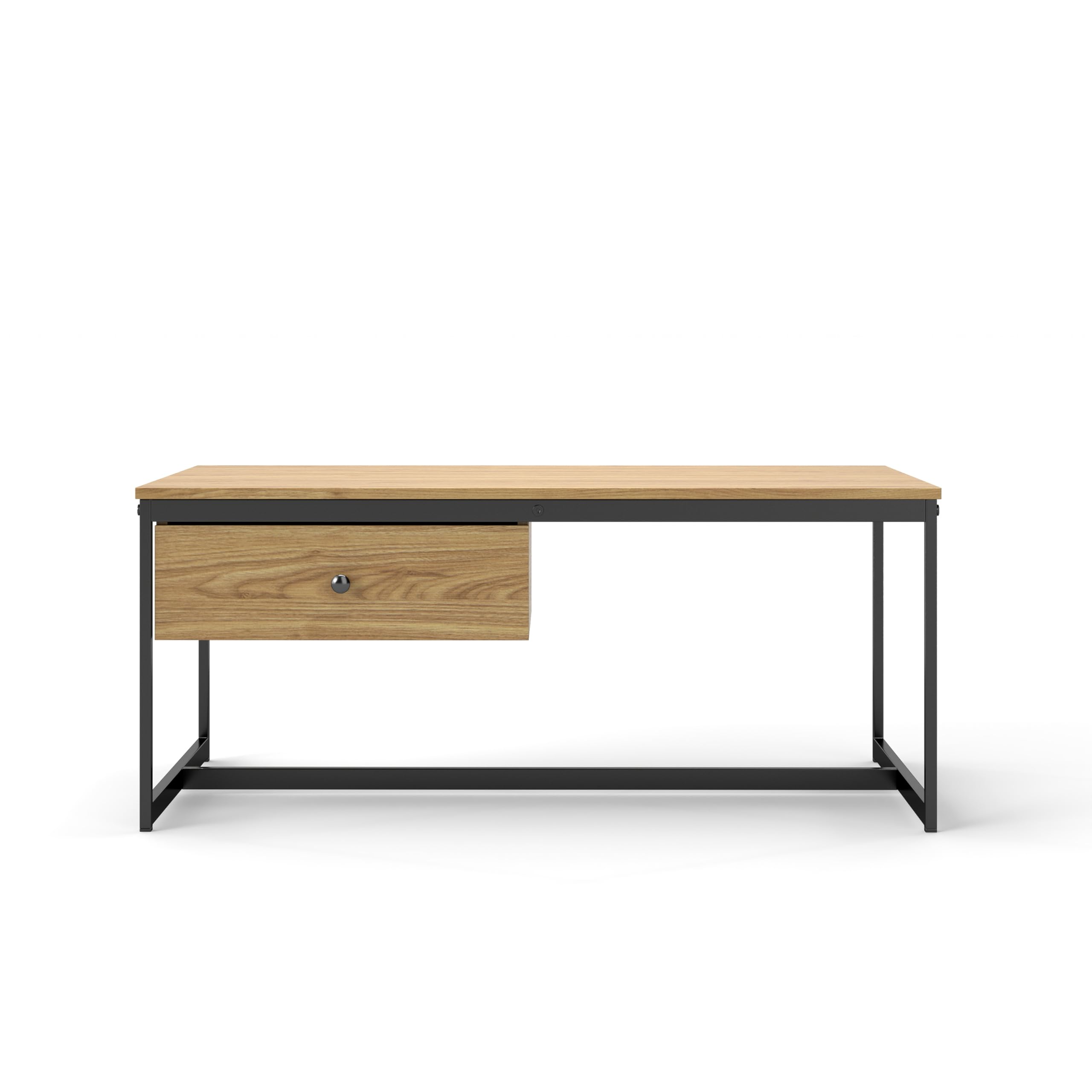 Manora Minimalist Coffee Table with Drawer, Modern Industrial Aesthetic Center Table for Living Room, Stylish Wood Modern Coffee Table with Storage,