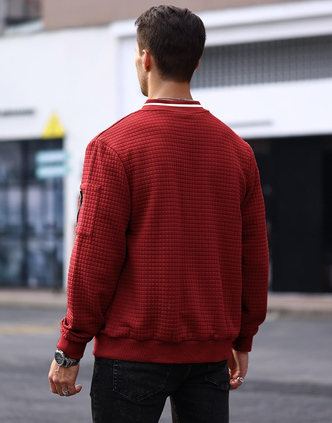 Mens Casual Jacket Lightweight Jacket Varsity Coat - Image 3