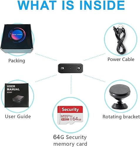 Miniatura 9 de Gratis 64G Cámara de batería inalámbrica más pequeña, cámara de seguridad HD1080P, monitor de bebé, mini cámara, cámara de niñera con visión