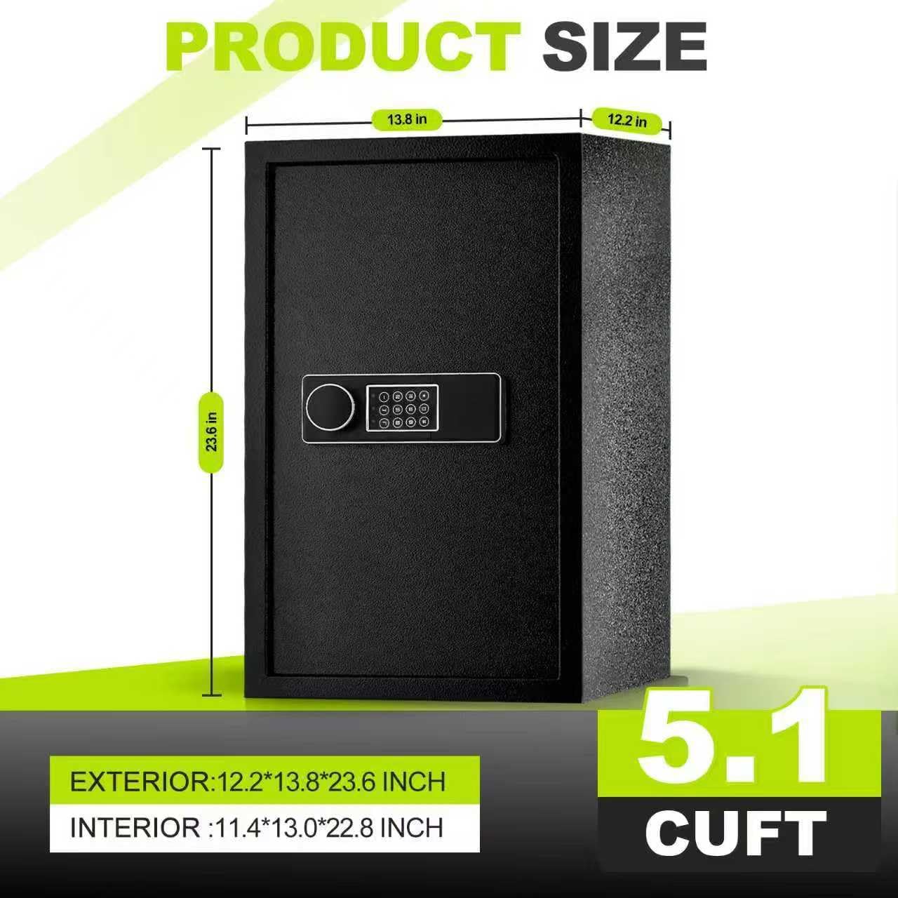 Large Safes, Security Safe Box with Fireproof Bag, Digital Keypad, Spare Keys and Alarm System, Security Anti-Theft Design for Valuables, Document