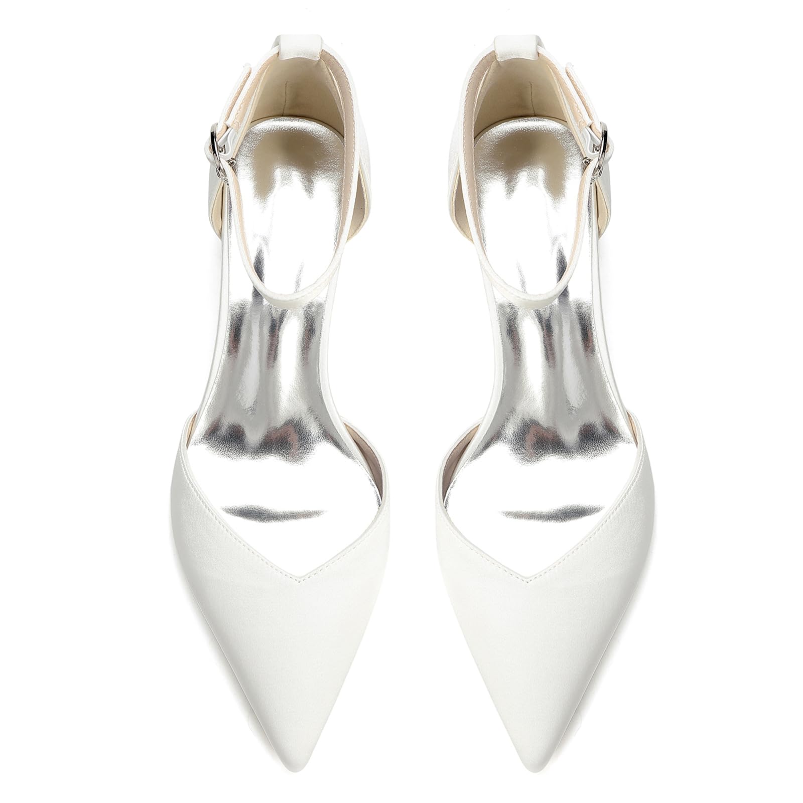 Décolleté Eleganti Donna Raso Punta Chiusa Tacco Basso 6cm Scarpe Cinturino Caviglia Strass per Matrimonio Festa Sera