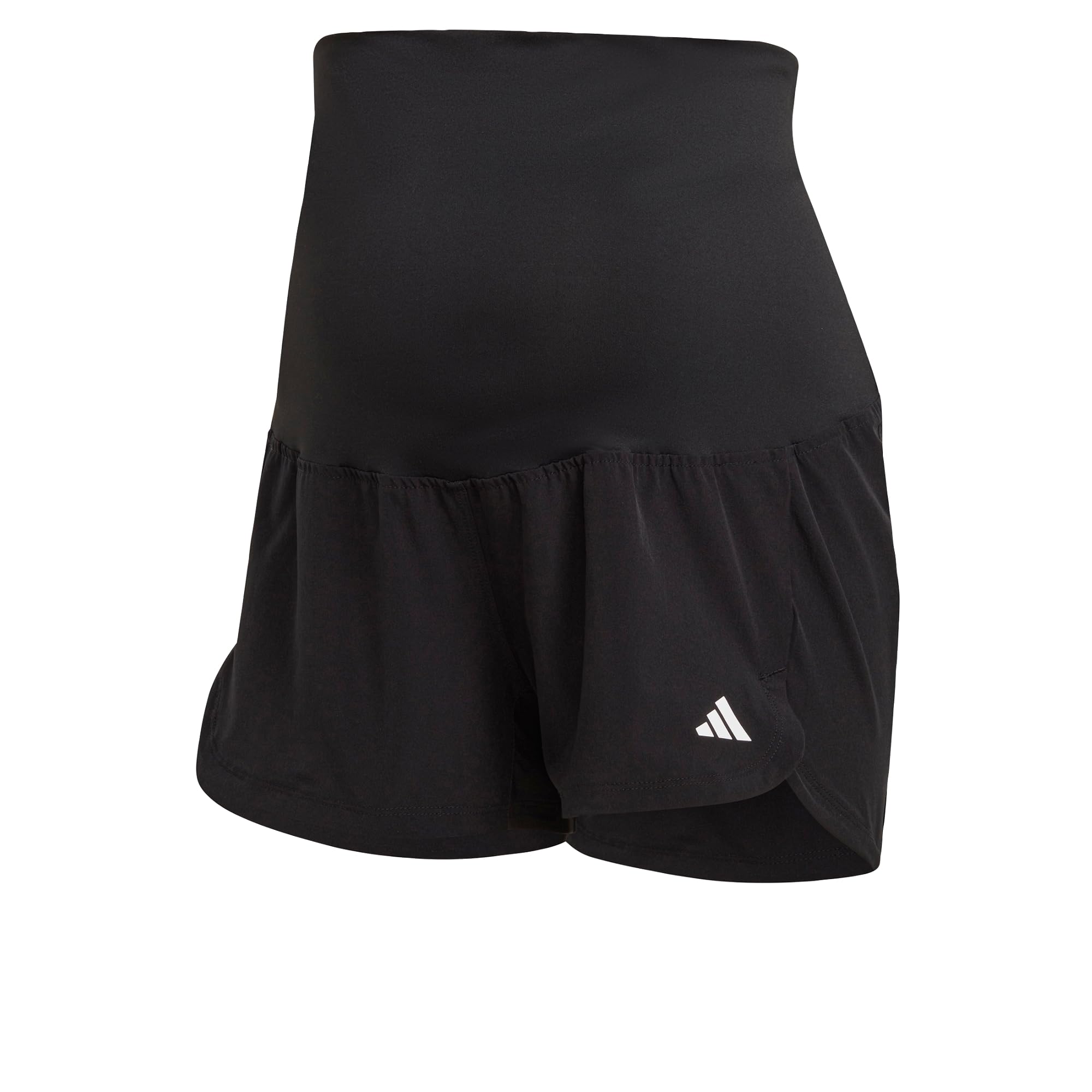 adidas Women's Pacer Woven Stretch Training Maternity Shorts, Black/White, XL
