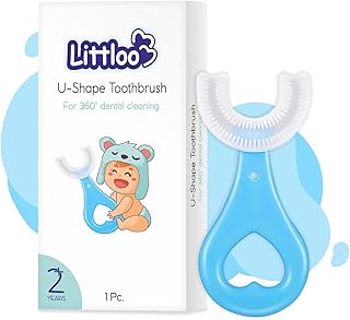 LITTLOO Baby U -Shaped Silicone Manual Tooth Brush With Soft & Elastic Bristles For Complete 360 Degree Dental Cleaning, S...