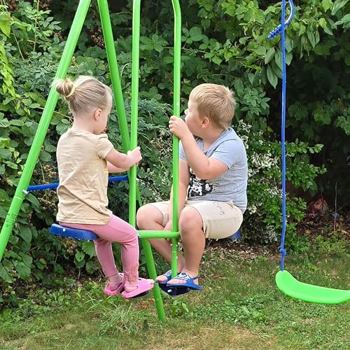 Outsunny Set Altalene Da Giardino Per 4 Bambini, 1 Altalena Doppia E 2 Altalene Singole, Capacità Di Peso 45Kg (Altalena) 180Kg (Totale), 280X140X178Cm - 9