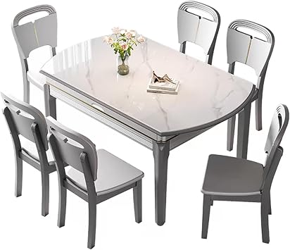 Table and Chairs Set Indoor Dining Set Extendable Dining Table Set Easy Assembly Dining Set Space Saving Dining Set(135cm/53.1in)