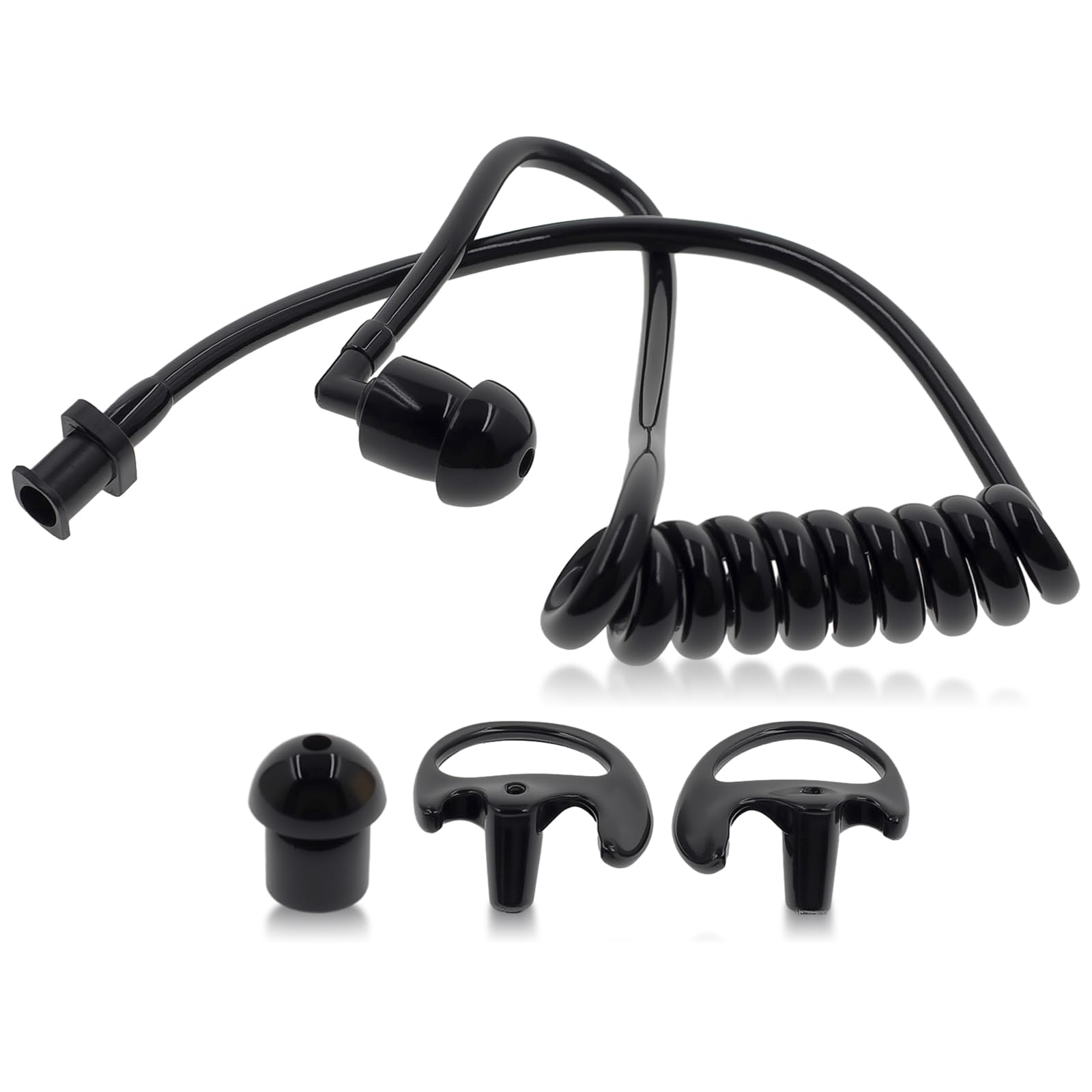 AUTOKYA Pair Black Accoustic Ear Tube Black Medium Earmold for Police Radio Earpiece-picture-30
