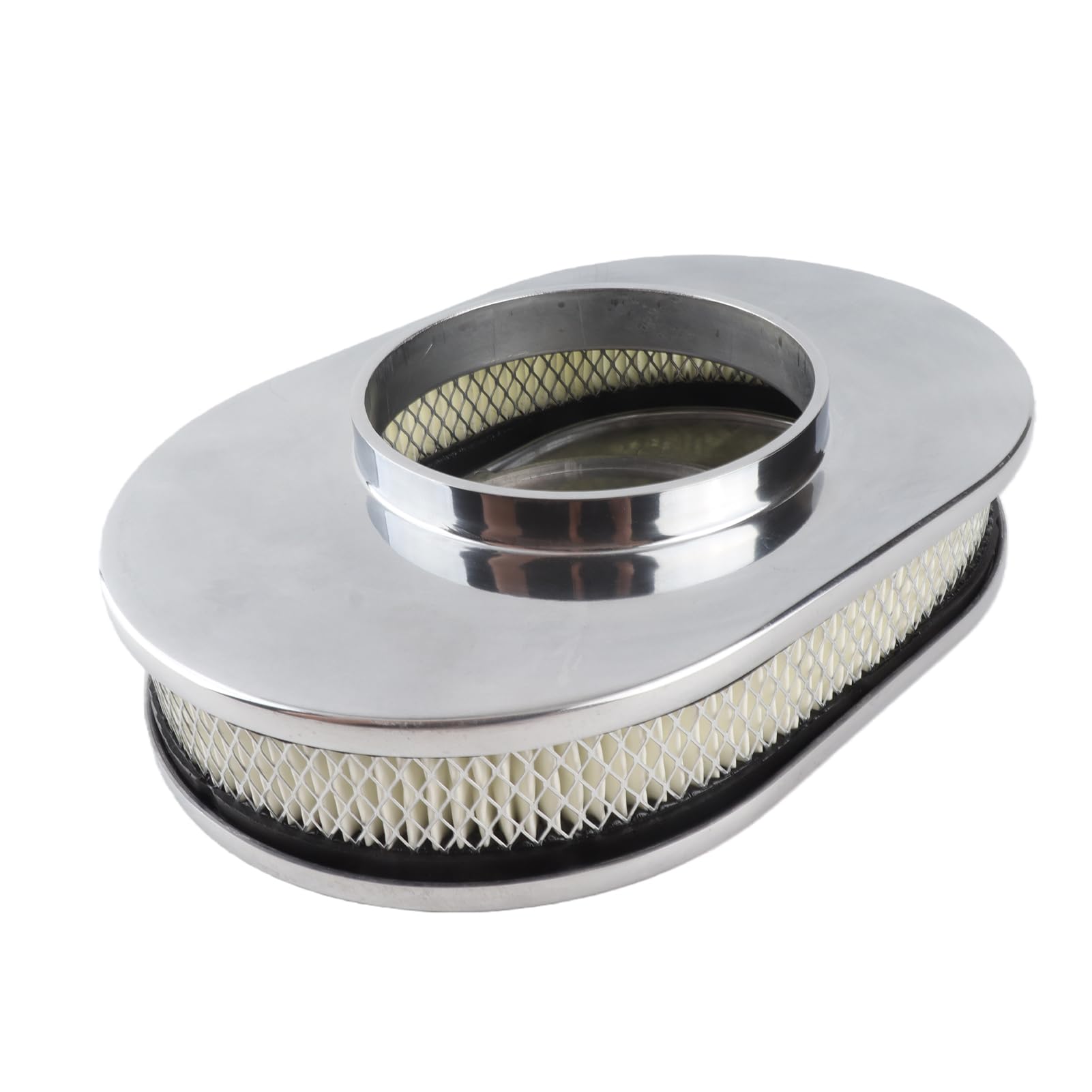 Filtros de Aire para Motor de Aire de Coche, Montaje de Filtro de Aire Lavable y Reutilizable de 12 Pulgadas, Repuesto de Estilo Ovalado de Aleación de Aluminio para Hot Rod