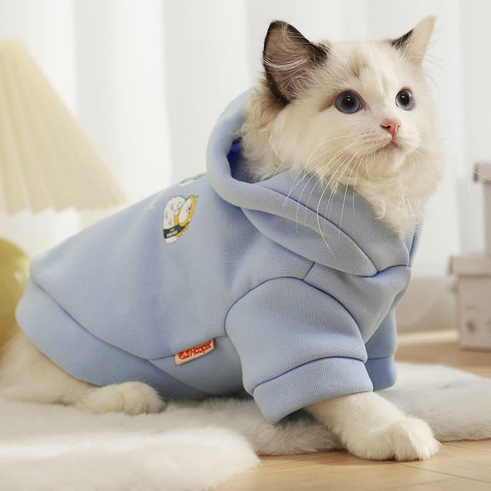 Amazon | 猫服 パーカー 犬服 フード付き ペット服 防寒 コスチューム