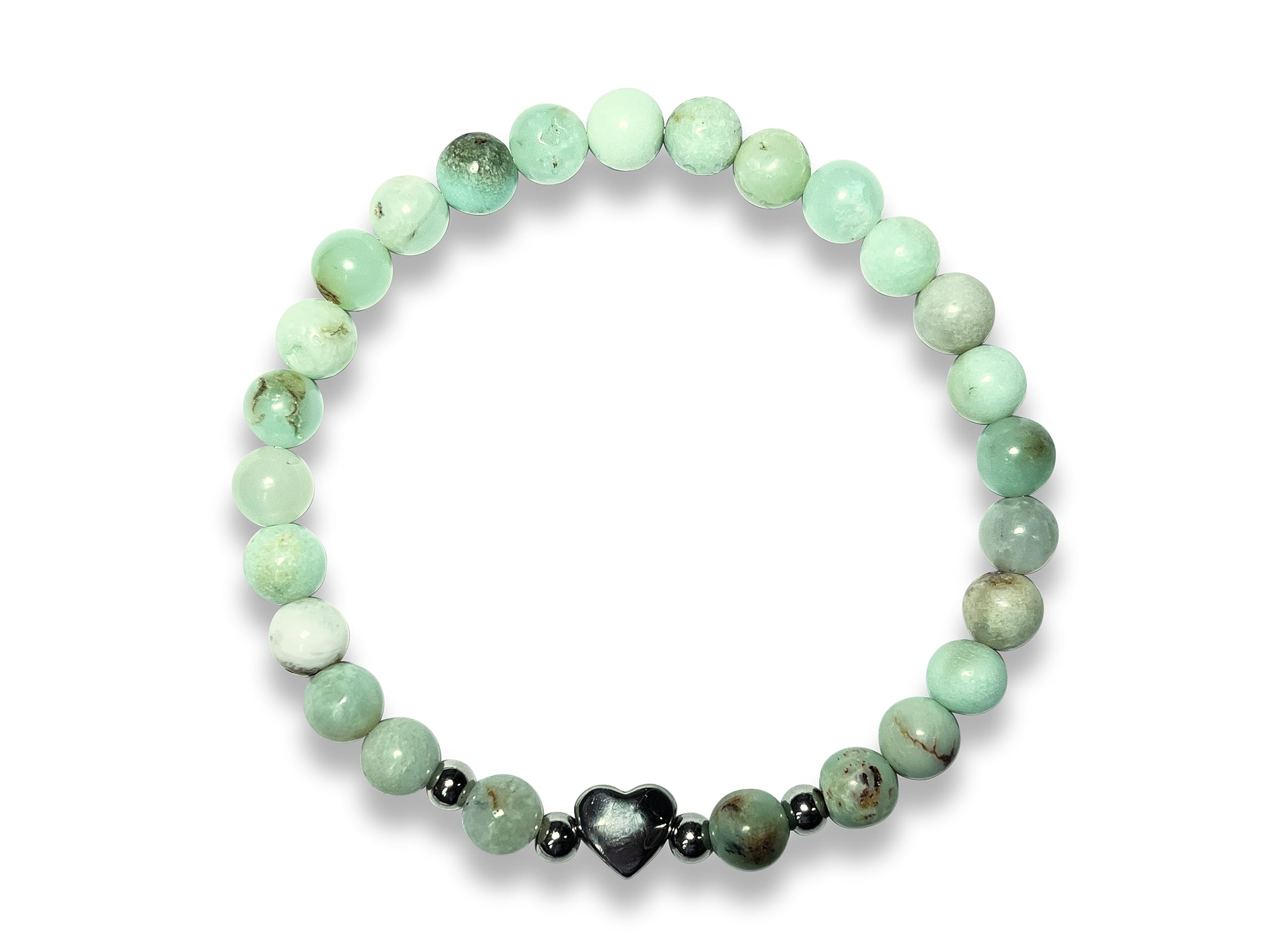 Chrysopras Armband Perlen echt 6mm Herz Edelstahl Silber Gold Roségold oder Ionisiert - Handmade Perlenarmband Vertrauen Geborgenheit Selbstvertrauen - Spiritueller Schmuck Damen Mädchen