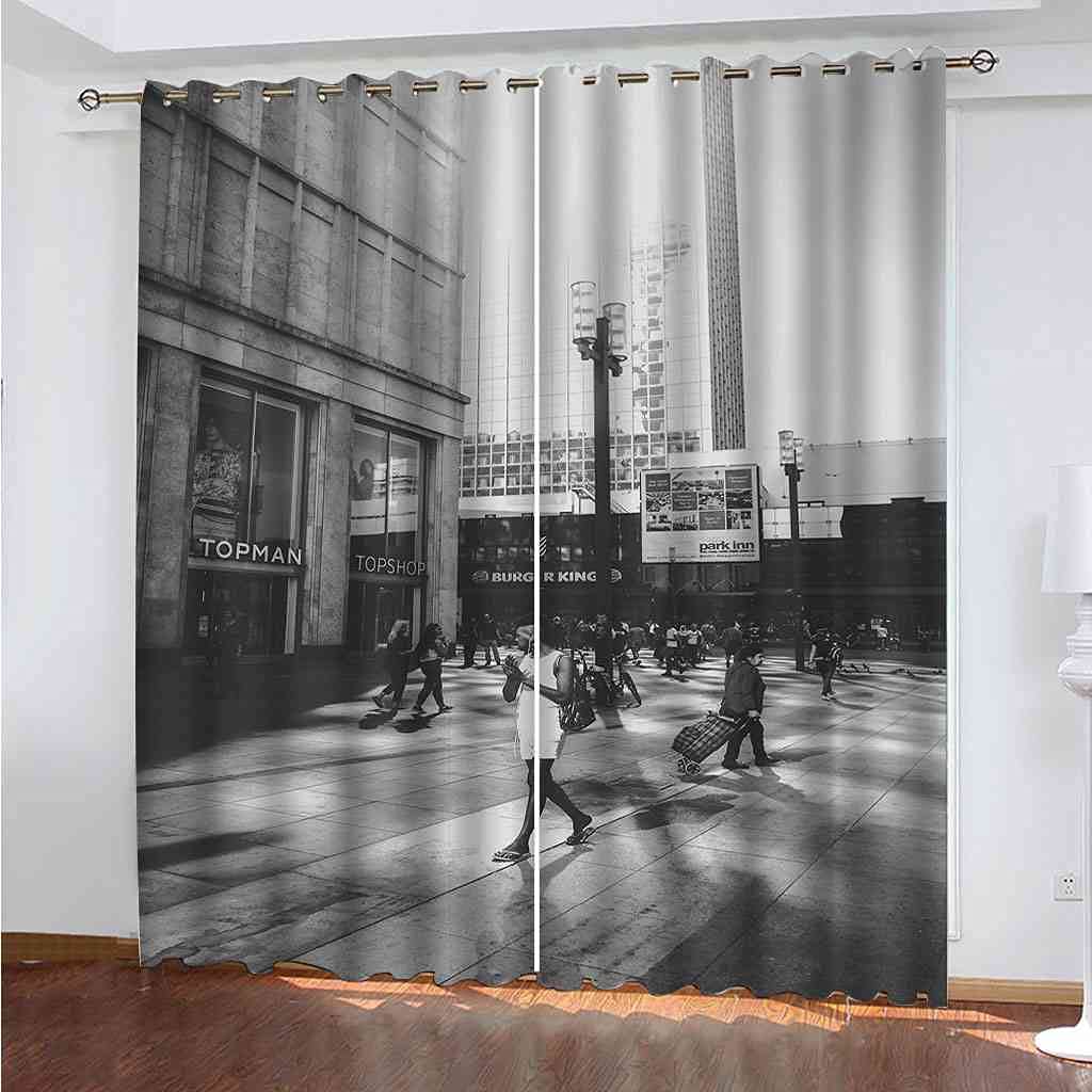 Rideaux Occultants de Salon occultation totale motif 3D ville pour la chambre