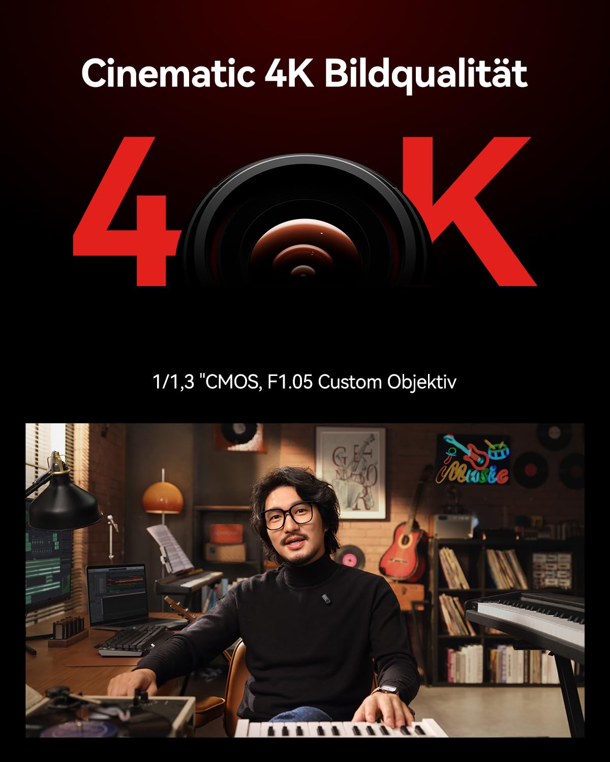 Hollyland VenusLiv Air Livestreaming-Kamera,1/1,3-Zoll-CMOS & F1.05 Objektiv,4K30p Video,UVC/HDMI-Ausgang,KI-Optimierung, Green-Screen, Hautverfeinerung, Farbkorrektur,Ideal für 24/7-Streaming
