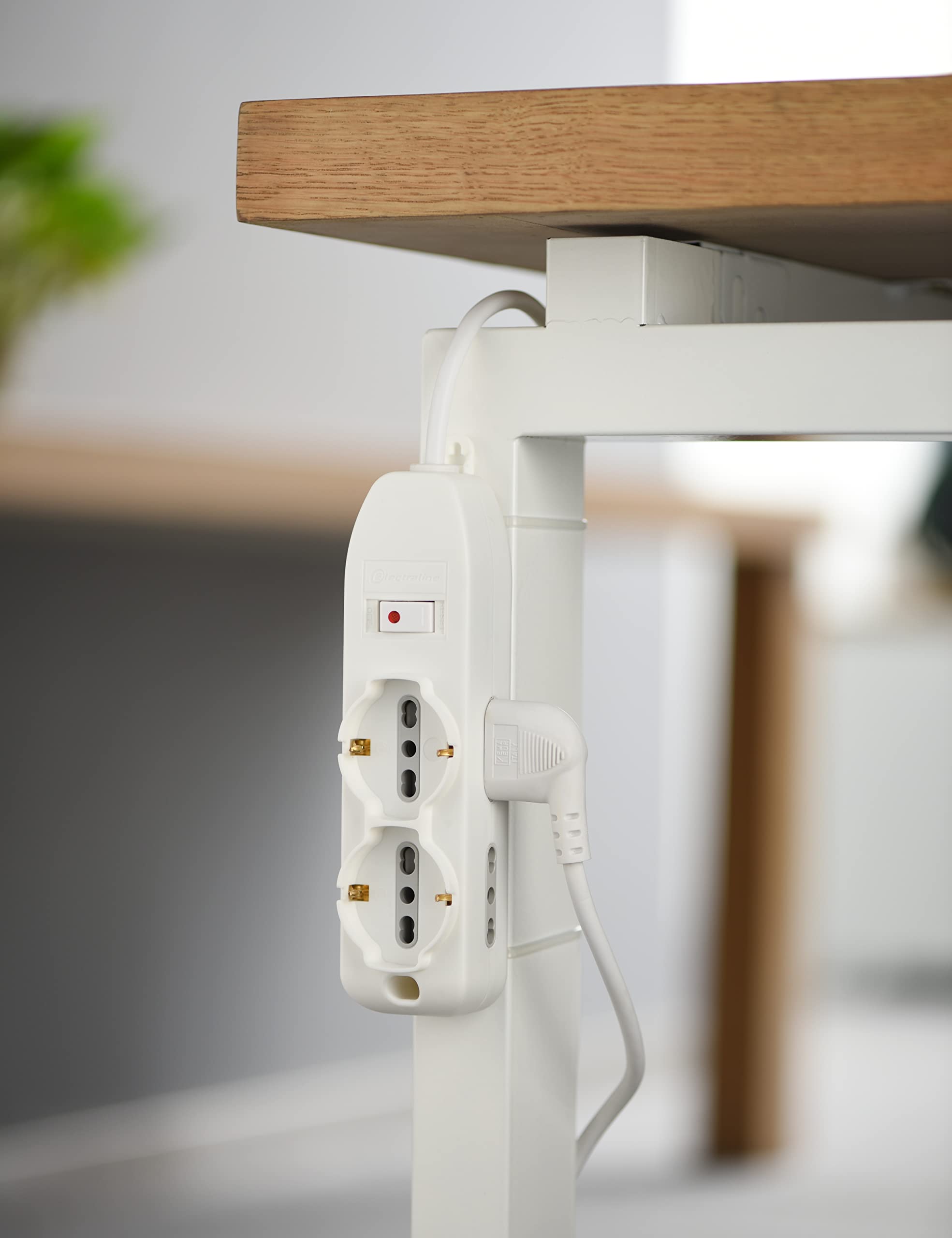 Multipresa Electraline 6 Posti - 2 Polivalenti, 4 Bivalenti, Cavo 2m, Bianco - Foto 9