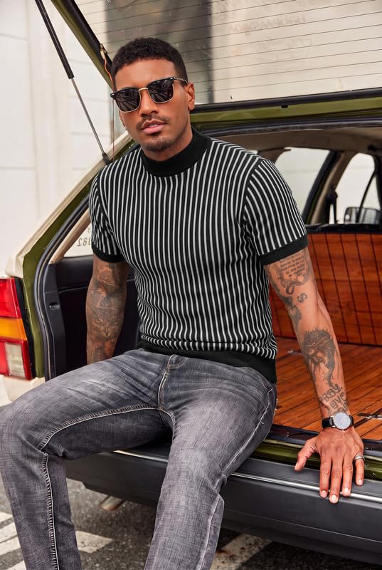 Men's Mock Turtleneck Sweater Short Sleeve  - image 4