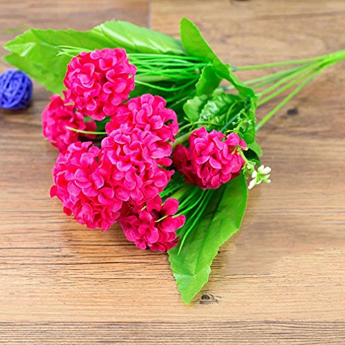 Alcyoneus Bouquet de fleurs artificielles en soie à 9 têtes pour mariage, fête de mariage, décoration de la maison (rose rouge) Cover