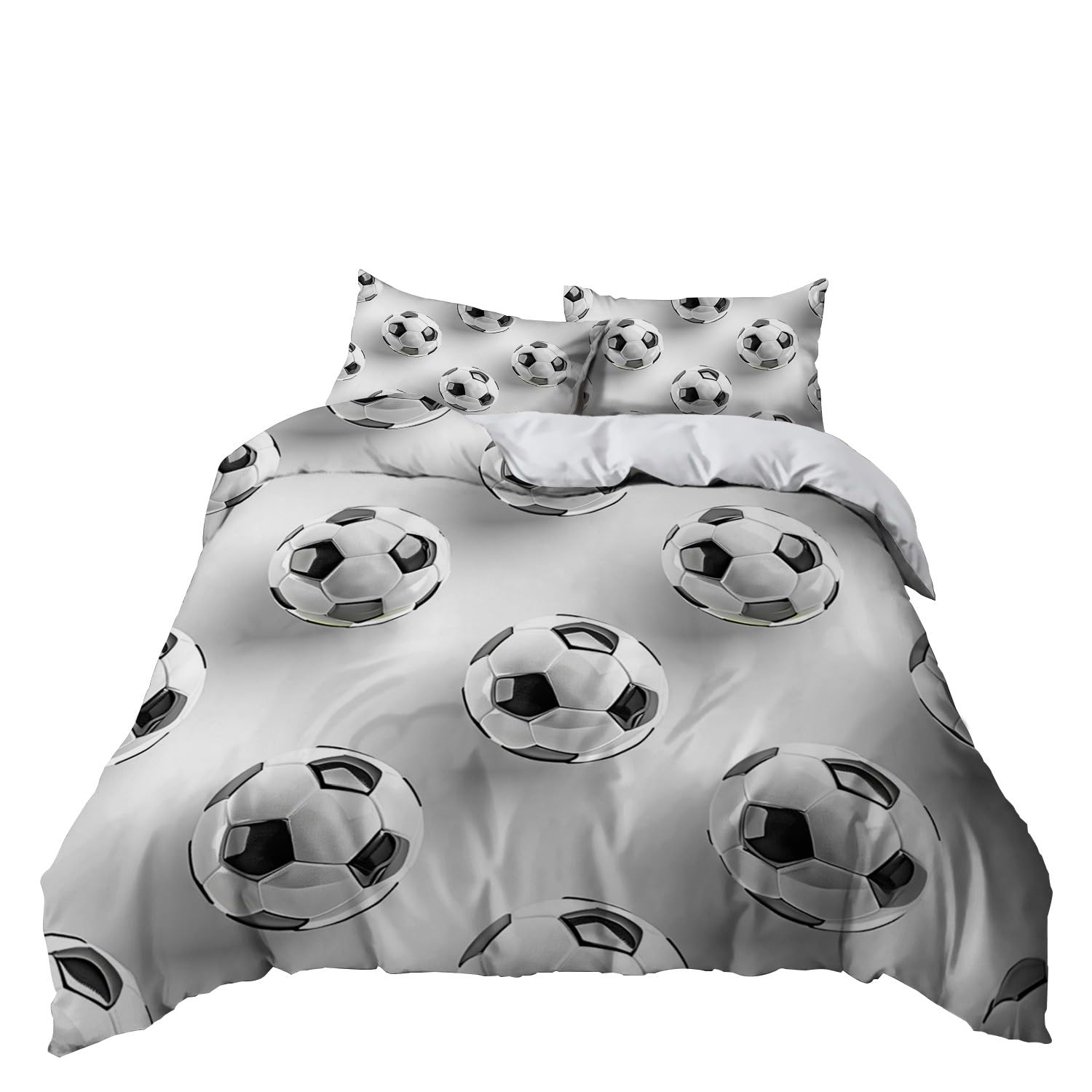 Biancheria da letto in bianco e nero, 155 x 220 cm, per bambini, ragazzi e adolescenti, per letto singolo, con stampa astratta, copripiumino con chiusura lampo e federa da 80 x 80 cm