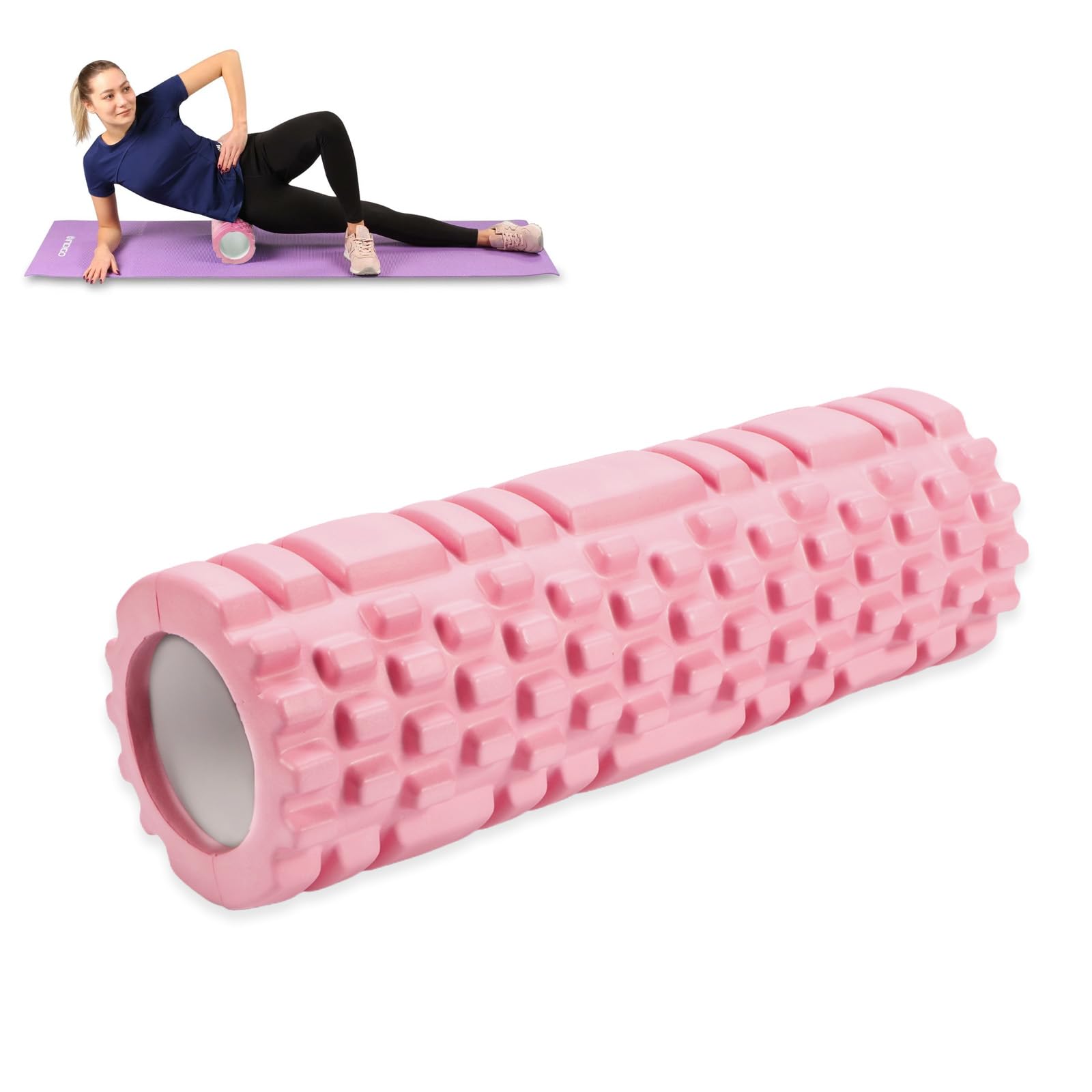Foam Roller, Facial Roller Back Spine, Massage Roller, Fascia Roller Spine for Deep Tissue Massage, Foam Roller for Relieving Muscle Tension (Pink) — image 1