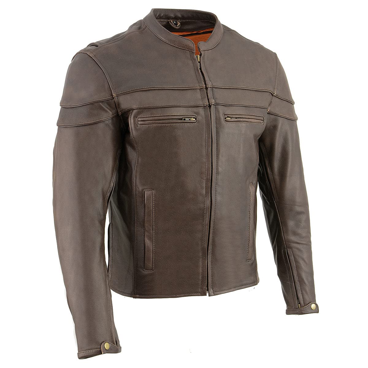Milwaukee Leather ML1408RT Men's Retro Brown 'Savage' Sporty Crossover Retro Leather Jacket - Large