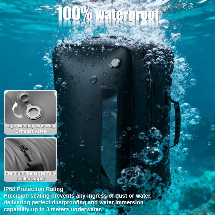 Vacuum Compression Travel Bag, Reusable Compression Bags for Carry On Suitcases and Backpack, Heavy Duty TPU film fabric 50-thread material, Black (1-Pack, No Pump) - Image 5