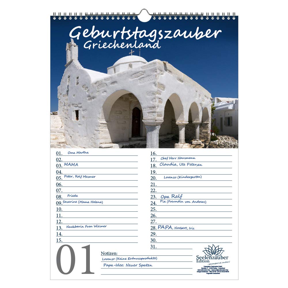 Birthday Planner Birthday Calendar Greece Magic DIN A3 Calendar Greece – Soul Magic