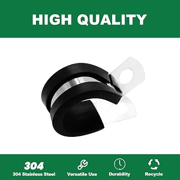 16 Pcs 5/8 Inch Stainless Steel Cable Clamps, Rubber Clamps, Clamp Tools, Cable Clips for Wire, Tube, Pipe, Cord or Hose Installation