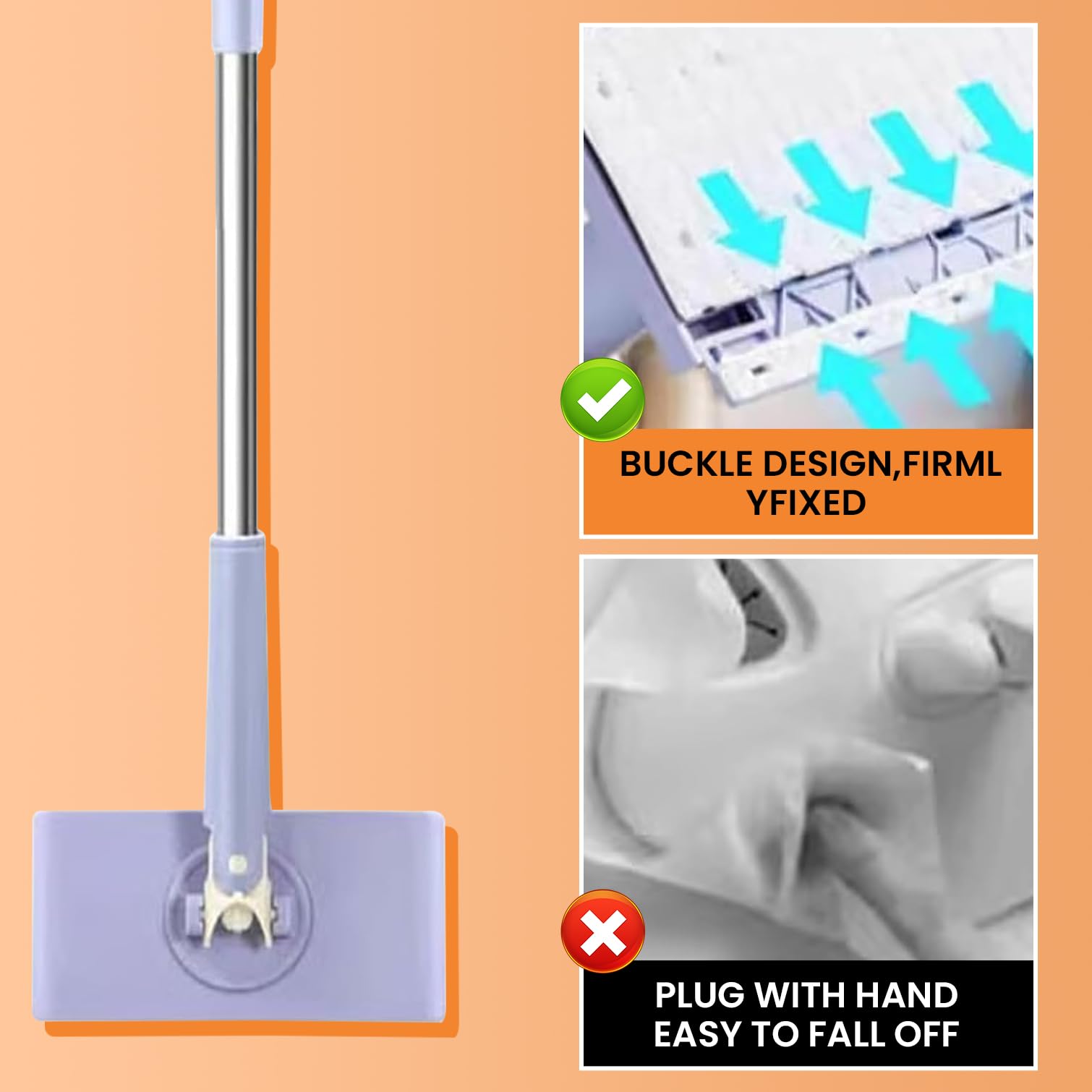 Amazon.com: Saker Snap Grip Mini Mop, 360° Swivel Head Lazy Mop