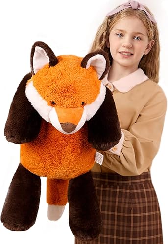 ELAINREN Almohada suave de felpa de zorro naranja peludo, juguete de peluche realista de zorro, regalo para niños y niñas, Navidad, cumpleaños, 23.6