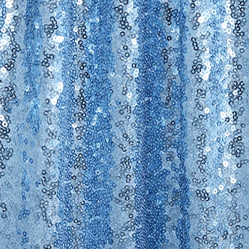 Image of B-COOL Baby Shower Table Cloth 90x132 Inch Sequin Tablecloth Glitter Overlays Baby Blue Sparkly Glam Wedding Decor Shimmer Mermaid Theme Party Decor