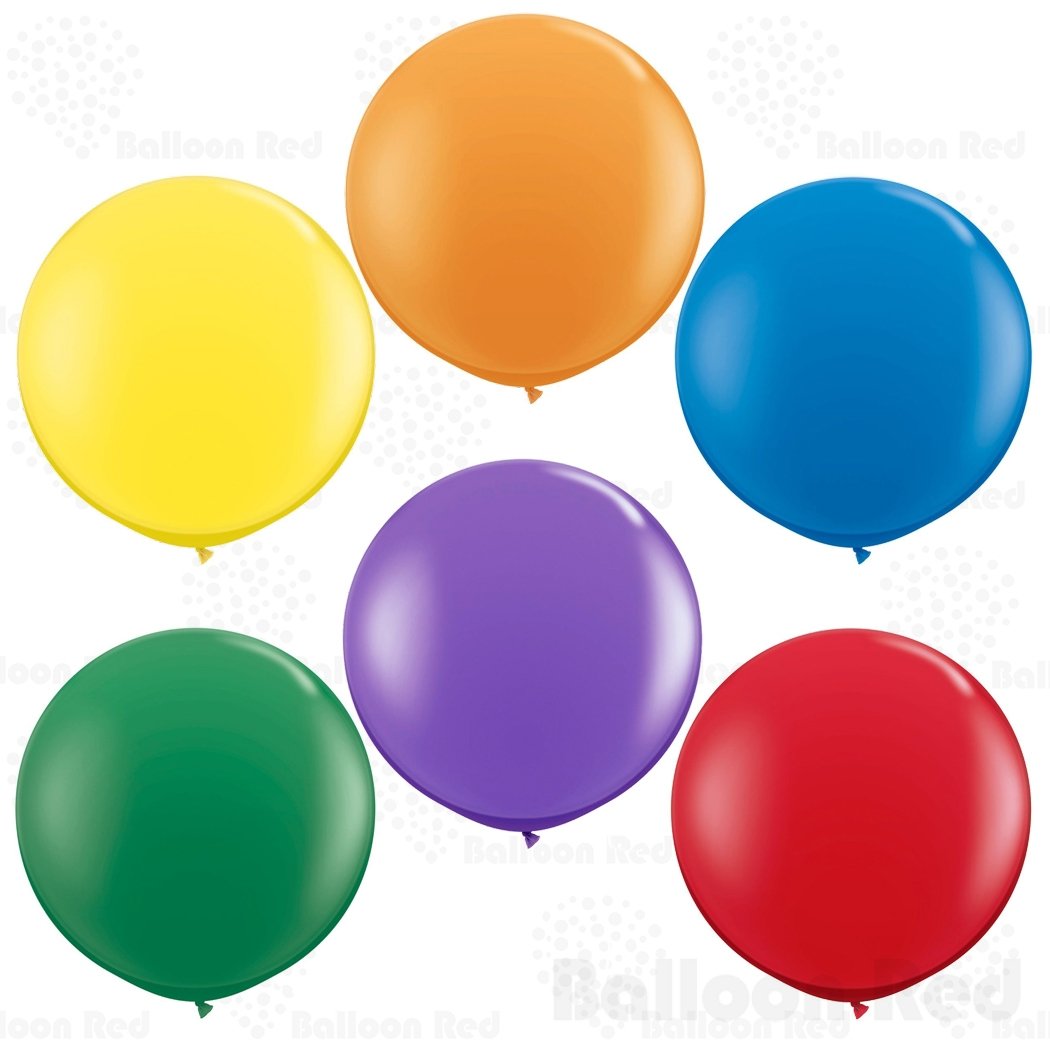AFTERLOON® Biodegradable Balloons 12 pcs 36 Inch Orb Perfect Round Giant Extra Large Assorted 36 Inch Vivid Color, Thickened Strong Natural Latex Jumbo XL Big Helium Float, Birthday Party Rainbow