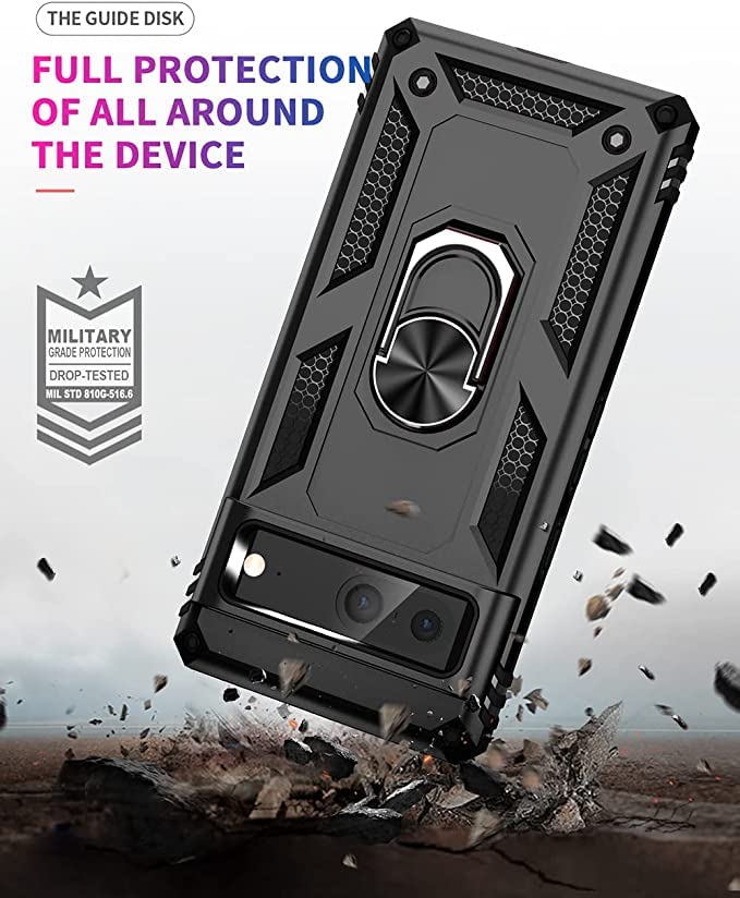 Image of REALCASE Polycarbonate Google Pixel 7 Back Cover Case | Heavy Duty Dual Layer Hybrid Shock Proof Armor Defender Ring Case Back Cover for Google Pixel 7 (Blue)