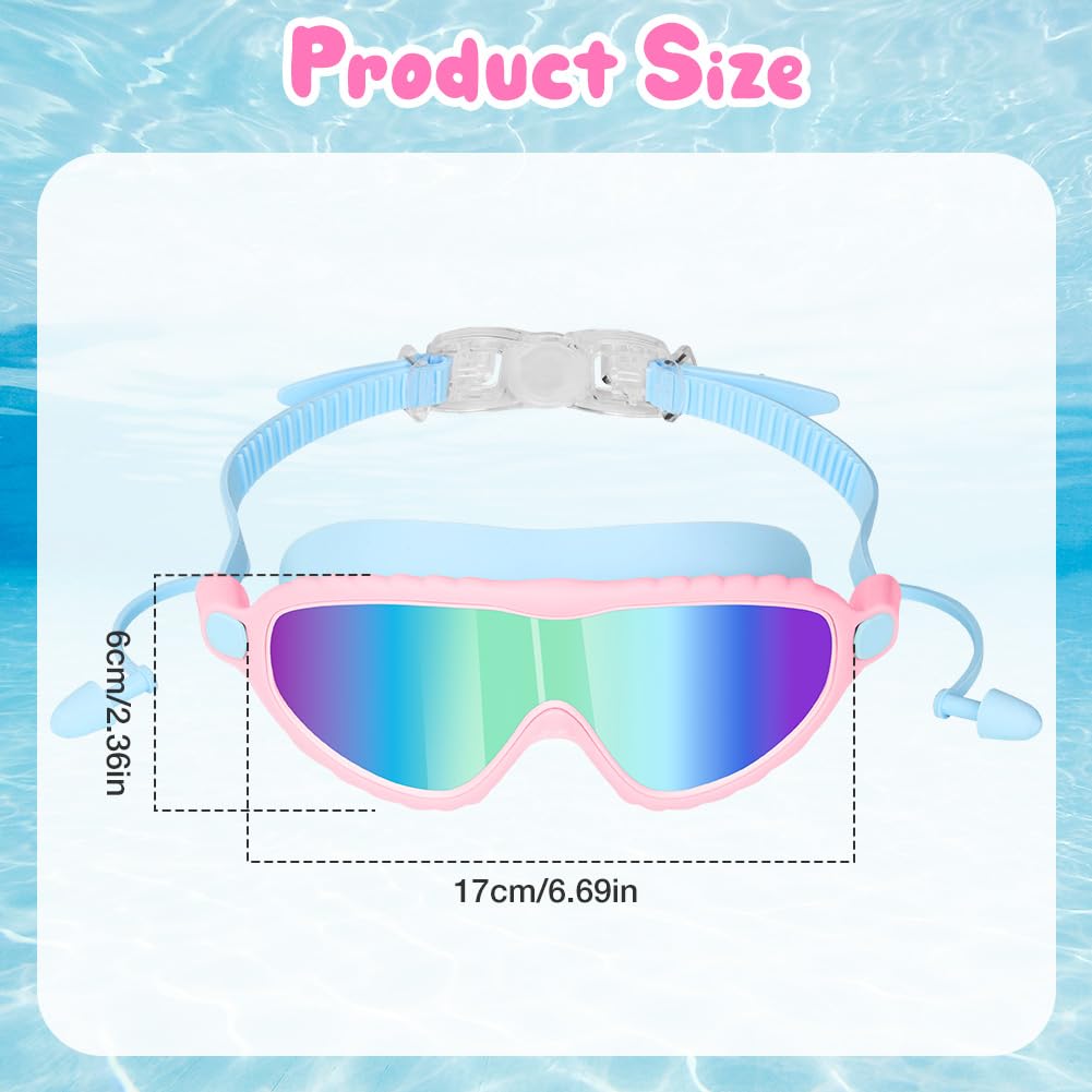 DiULi Gafas de Natación Niños, Unisex Gafas de Natación para Piscinas Cubiertas Infantiles, Doble Banda Elástica, Ajuste Cómodo, Antivaho, Visión Clara, con Estuche Tapones para Los Oídos y Clip Nasal