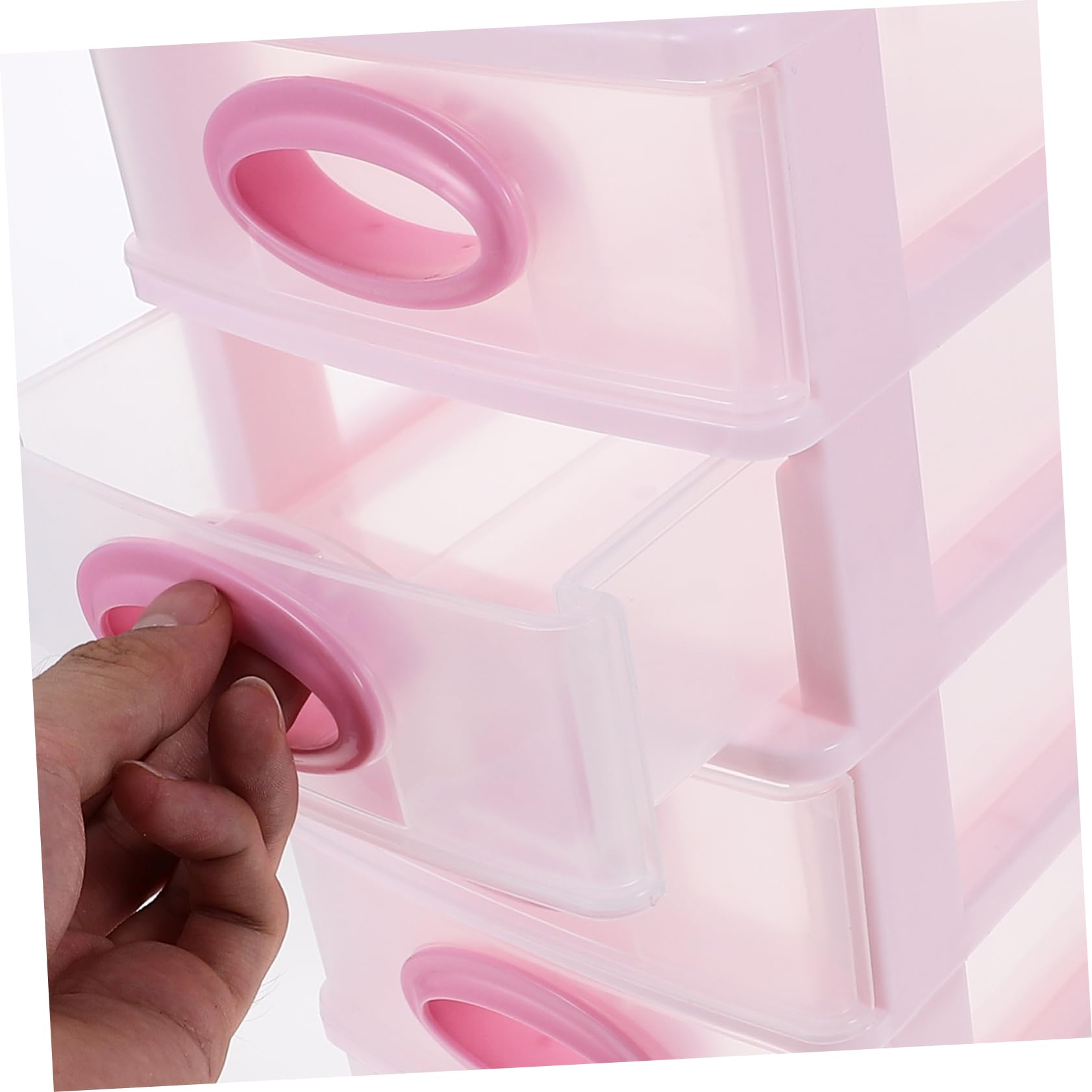 PLAFOPE Organizador de Escritorio en Pp 5 Cajones Diseño Simple Caja Almacenaje Maquillaje Rosa y Montaje Fácil para Maquillaje y Papelería para Oficina