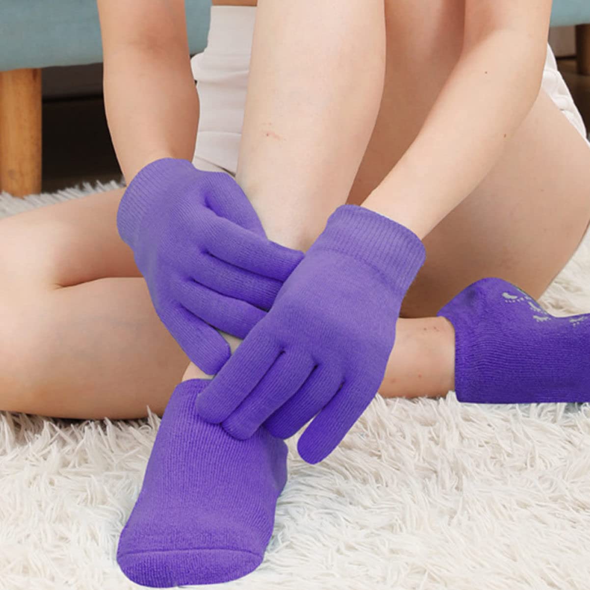 Feuchtigkeitsspendende Gelsocken und Gelhandschuhe 2 Satz Pflanzengel