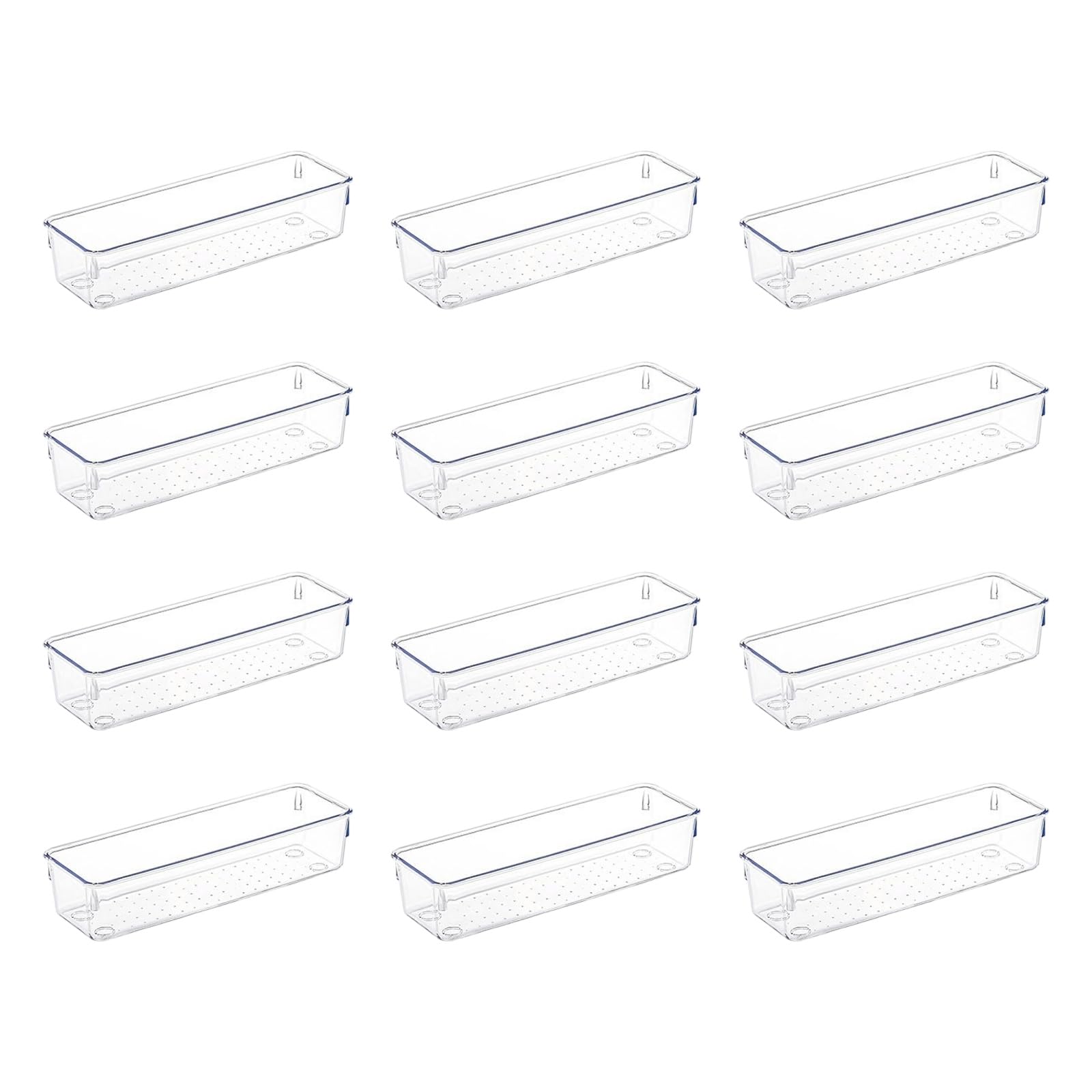 Msioytog Divisions Acrylic Drawer Planner Trays Not Slip Bathroom Storage Canisters for Makeup Utensils Countertop Stackable Acrylic Storage Trays