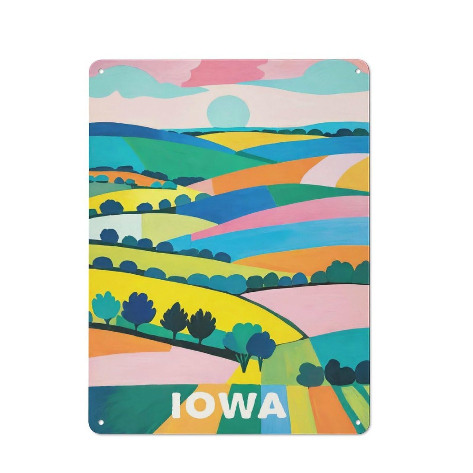 Junmoney Style-13 Bright Iowa Landscape Metal Wall Plaque, Easy To Hang Plaque For Home Cafe, Breakfast Area Or Pantry Wall, 40X30cm