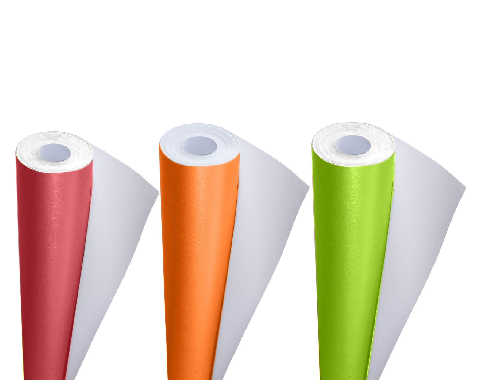 3 Ace Crafts Pack of 3 Display Poster Paper Roll 10m - Paper Perfect Ideal for Gift Wrapping, Art and Craft, Packing, Party Decoration - 76cm Width Approx - Candy Pink, Fire Orange & Leaf Green